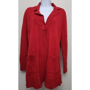 Jones New York Sport Red Single Button Snap Closure Cardigan Small Wool Blend